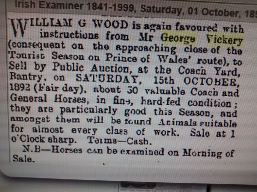 George Vickery Horse Sale 1892