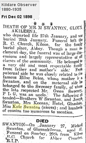 Michael Swanton Glounakileena Death 1898